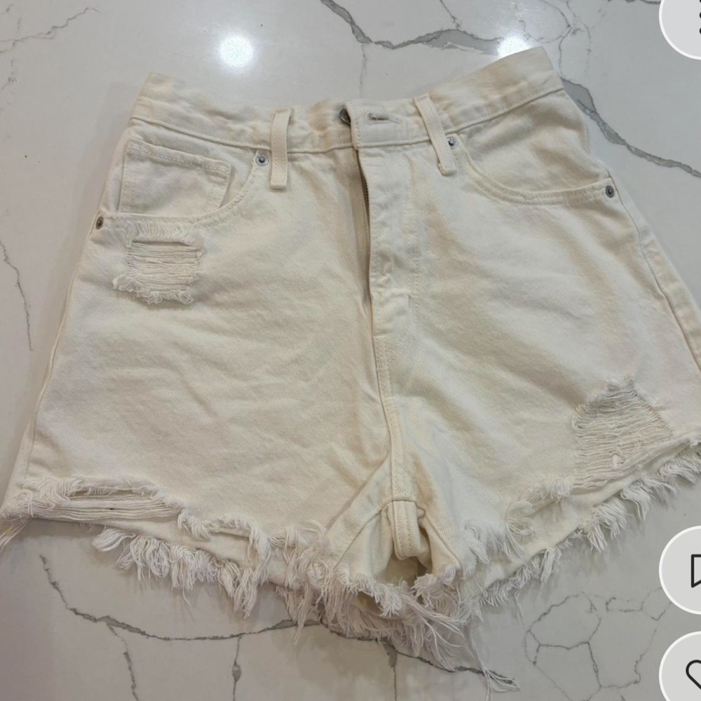 Levi's Women's Off-White Distressed Jean Shorts